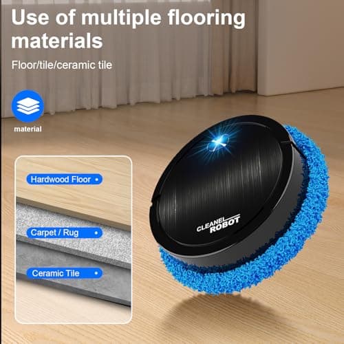 Robot Mop,Ultra Quiet Smart Mopping Robot Cleaner,Wireless Auto Sweeping & Mopping, Suitable for Cleaning Hard Floors and Tiles-Black 6