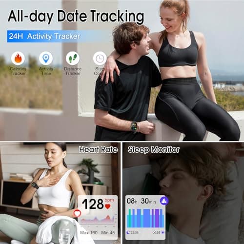 DUSONLAP Smart Watch, 1.85"HD Smartwatches for Men Women (Answer/Make Calls), 100+ Sport Modes Fitness Tracker Watch, Heart Rate/Sleep Monitor, IP68 Waterproof Activity Tracker Smartwatch Android iOS 5