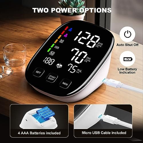 Blood Pressure Monitors for Home Use, 9-17'' & 13-21'' Extra Large Blood Pressure Cuff Upper Arm Blood Pressure Machine, 6 in Large LED Backlit Display, USB Cable & Batteries Included 5
