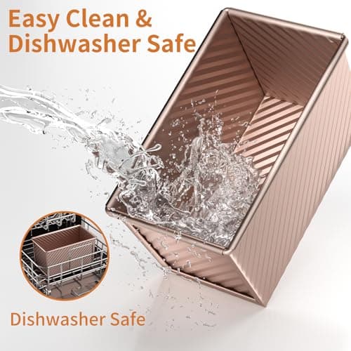 TIME4DEALS 2 Pack Pullman Loaf Pan with Lid - Nonstick Bread Baking Pans for Homemade, Carbon Steel Toast Mold with Cover for Toaster Oven, Gold (1.2 lb & 0.67 lb) 8