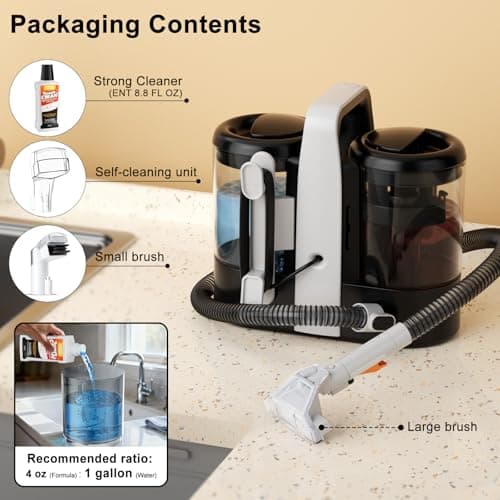 Carpet & Upholstery Spot Cleaner, High-Power 18KPa Suction Shampooer for Pet Stains, Furniture, Couch, Stairs & Auto Interiors, Portable Design with Dual Brush Tools and Large Water Tanks 7