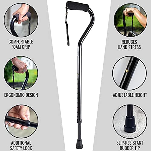 DMI Walking Cane and Walking Stick for Adult Men and Women, FSA Eligible, Lightweight and Adjustable from 30-39 Inches, Supports up to 250 Pounds with Ergonomic Hand Grip and Wrist Strap, Black 7