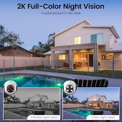 wansview 4G LTE Cellular Security Camera Outdoor - 360° PTZ No WiFi Security Camera, 2K Color Night Vision, 2-Way Audio, 24/7 SD Card Storage(SIM Card Included), Works with Alexa & Google Home, W7-4G 6