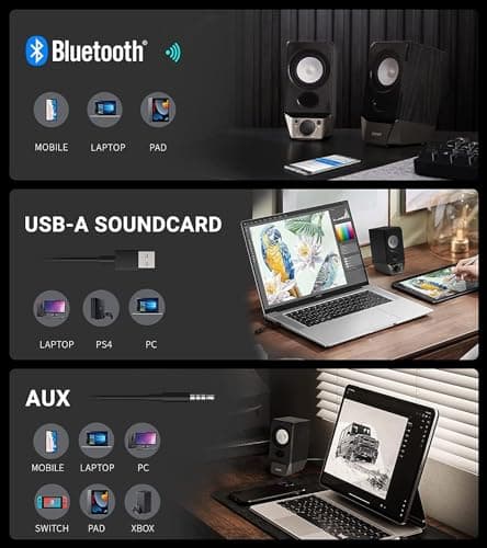 Edifier R19BT 2.0 PC Speaker System with Wooden Cabinet, Bluetooth 5.3, Full Stereo Sound, Strong Bass, Volume Control, 3.5mm Input/USB-A Sound Card for Computer/TV/Smartphone/Tablet - Black 8