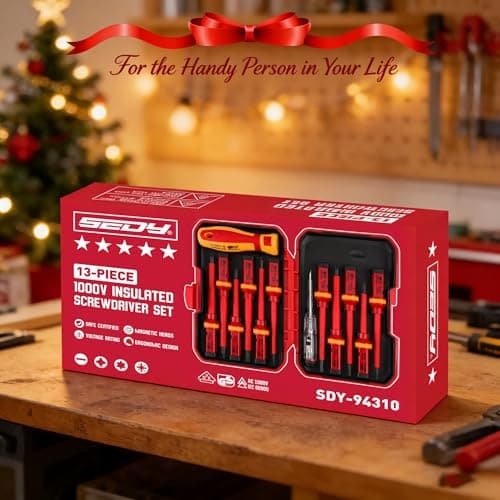 1000V Insulated Electrician Screwdriver Set - 13-Piece Professional Electrical Screwdriver Set Insulation Handle CRV Steel Magnetic Phillips Slotted Pozi Torx Tips VDE & GS Certified 9