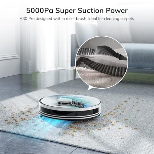 ILIFE A30 Pro Robot Vacuum and Mop, Self Emptying Station for 60 Days, 5000Pa Suction, LiDAR Navigation, No-Go Zones, 2.4G WiFi/App/Alexa/Remote Control, Clean Hard Floors to Medium-Pile Carpet, 110V 9