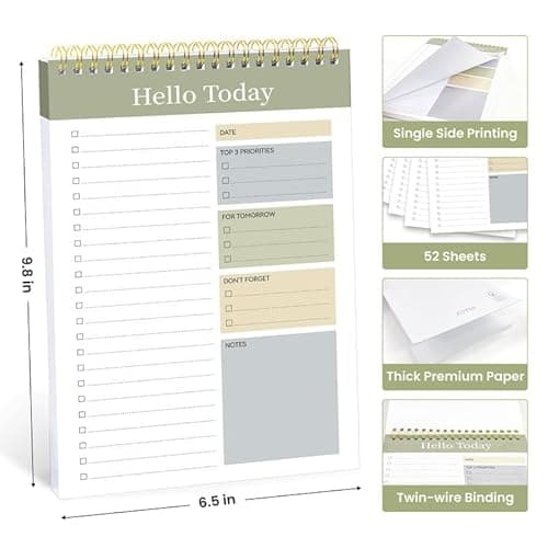 To Do List Notepad - To Do List Notebook with 52 Undated Sheets（6.5"×9.8"）, Daily To Do List Planner Perfect for Office, Home and School, Helps to Keep Track of Tasks - Green 6