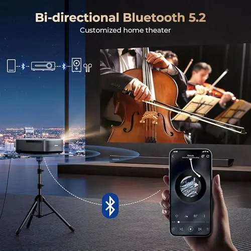 [1200 ANSI & Audio by dbx-tv] Alvar Projector with WiFi 6 and Bluetooth, 30W Speakers, Built in NetfIix App & DoIby Audio Outdoor Proyector, Auto Focus & Keystone Native 1080P Smart Projector, Black 7