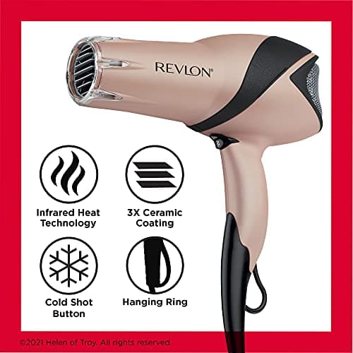 REVLON Infrared Hair Dryer | 1875 Watts of Maximum Shine, Softness and Control, (Rose Gold) 7