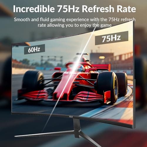 ZZA Curved Monitor 27 Inch with 2K 2560 x 1440 75hz,Computer Monitor 27 inch QHD with HDMI,DP and Wall Mountable,Tilt Adjustability PC 1440p 1650R Monitor for Working,Gaming 7