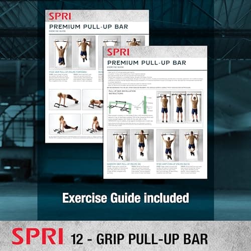 SPRI Pull Up Bar - 8-Grip and 12-Grip Door Frame Mounting Pull-Up Bar for Versatile Workouts - Rugged Steel Frame with Foam Handles - Supports 300 Pounds - Fits Door Frames Up to 32 in. Wide – Black 5