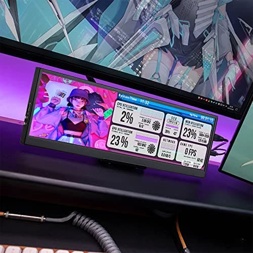 wisecoco 12.6 Inch Mini Touch Screen Monitor Secondary Screen FHD IPS Stretched Bar LCD Display 1920X515 HDMI for PC Laptop Computer Health Speed Windows Sub CPU GPU Temperature Display R126F01T-HB 7
