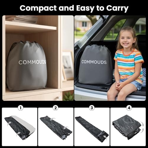 COMMOUDS Queen Air Mattress with Built-in USB Rechargeable Air Pump, 8" Raised Blow up Mattress with Built-in Pillow, Portable Inflatable Mattress, Air Bed for Camping, Travel, Home and Guest 9