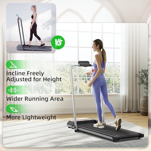 NAYSAYE Walking Pad Treadmill, Folding Walking Pad with Incline 2 in 1, Remote Control and App Compatibility, Portable Treadmill Under Desk Treadmill for Home and Small Spaces, 300 Lbs Capacity 5