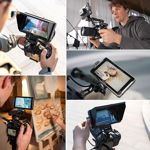 VILTROX DC-550 Touch Screen DSLR Camera Field Monitor 1200 Nits High-Bright 5.5 inch DSLR Camera Monitor with Sunshade Hood/Battery 3D LUT HDR 4K HDMI in and Out Exposure Focus Assist Waveform Monitor 8