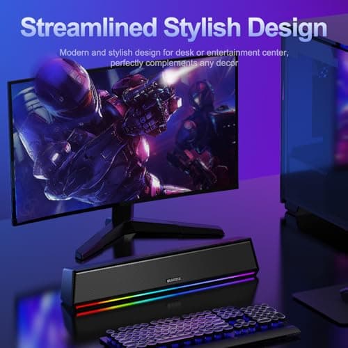 Bluedee Computer Speakers for Desktop PC, Bluetooth 5.3 PC Speakers with Dynamic RGB Light, Wired USB Plug & Play Computer Sound Bar, USB/Type-C Powered Gaming Speakers for Desktop, Laptops, Tablet 5