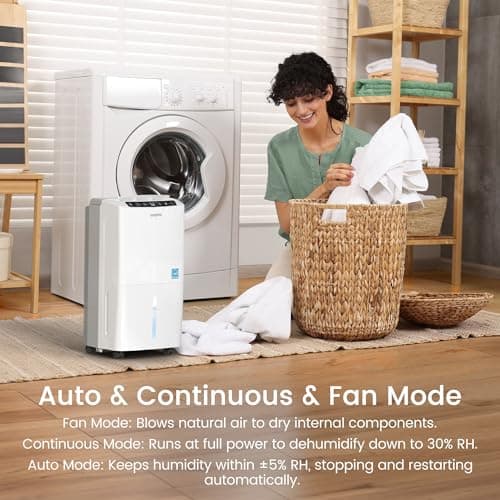 Waykar 34 Pints 2025 Most Efficient Energy Star Dehumidifier for up to 2200 Sq. Ft. for Home and Basement with Auto or Manual Drainage, Quiet 33dB Operation, 0.6 Gal Tank 6