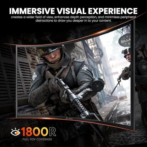 ZZA 27 Inch Curved Computer Monitor,200Hz|180Hz|144Hz Pc Monitors FHD 1080P 1800R VA Screen, Monitor 27 inch 100% sRGB, AMD FreeSync Eye Care Ultra-Thin Bezels HDMI & DP Port 7