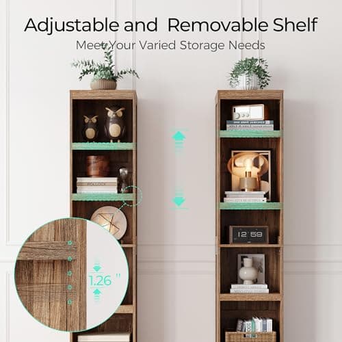 LINSY HOME 5-Shelf Bookcase, Narrow Bookshelves Floor Standing Display Storage Shelves 68 in Tall Bookcase Home Decor Furniture for Home Office, Living Room, Bed Room - Dark Brown 6