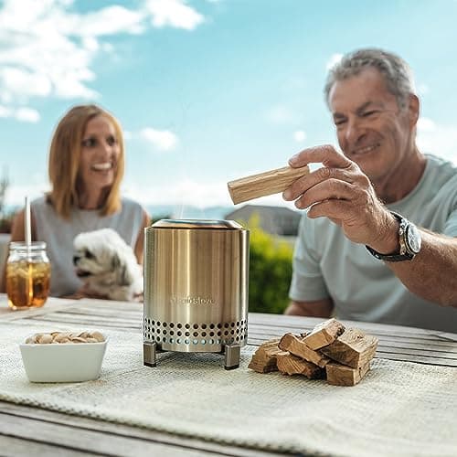 Solo Stove Mesa, 5.1 Inch Tabletop Fire Pit with Stand - Smokeless, Stainless Steel Fire Pit for Camping, Outdoor & Patio- Wood Burning or Pellet Fueled Portable Bonfire, 1.4lbs, Stainless Steel 5