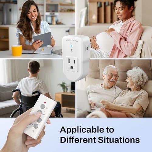 BN-LINK Wireless Remote Control Outlet Electrical Switch for Lights, Fans, Christmas Lights, Small Appliance, 100ft Long Range White (Learning Code, 3Rx-2Tx) 1200W/10A, ETL & FCC Certified 6