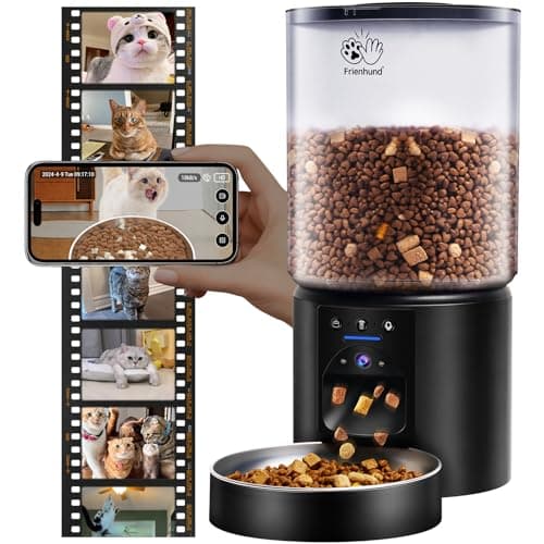 Automatic Cat Feeder with 3MP Camera: 5G WiFi Automatic Dog Feeder with Night Vision, 5L Timed Auto Cat Food Dispenser with APP for Pet, Detachable for Easy Clean-21 Cups