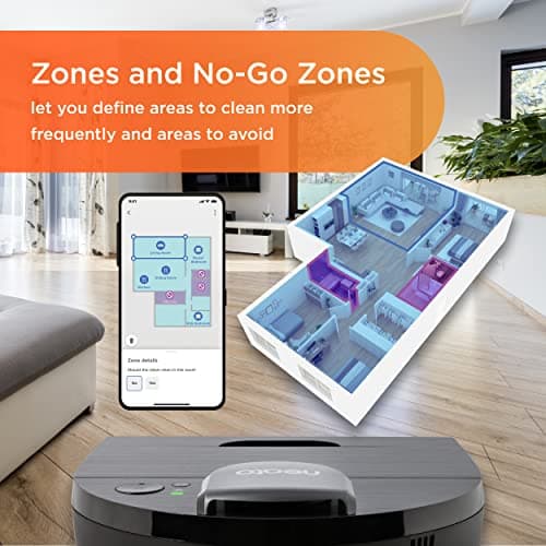 Neato D10 Intelligent Robot Vacuum Cleaner–LaserSmart Nav, Smart Mapping, Cleaning Zones, WiFi Connected, 300-min runtime, Powerful Suction, Max Clean, Edges, Corners & Pet Hair, XXL Dustbin, Alexa 10