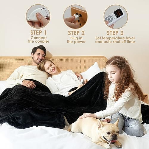 EHEYCIGA Heated Blanket King Size - 9 Heating Levels, 10 Hour Auto Off, Soft Cozy Sherpa, Dual Control, 90 x 100 Inches 7