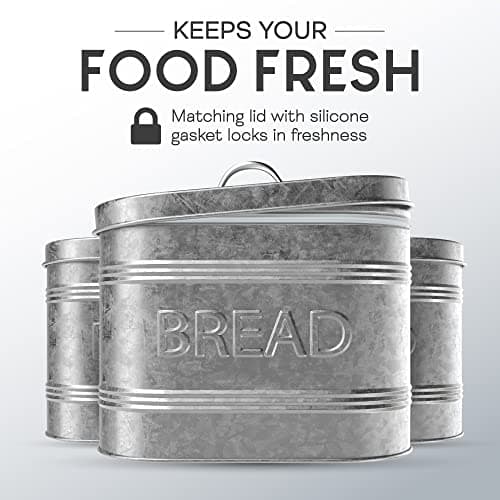 Amici Home, , Rustic Kitchen Galvanized Metal Bread Storage Bin, 288 oz, Gray 7