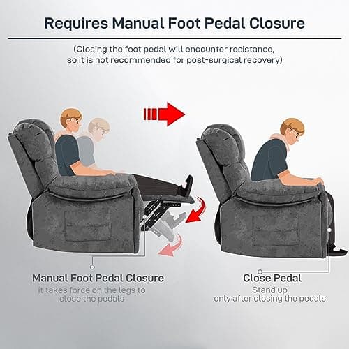 YI DANICA Recliner Chair Modern Ergonomic Lounge Single Sofa Seat Living Room Gravity Recliners Foam Filling 6