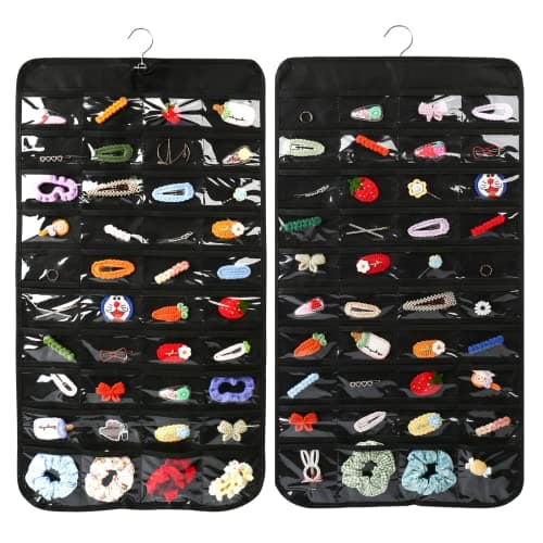 Luney Hanging Jewelry Organizer, 80 Pockets Earring Holder Organizer with Pockets for Woman, for Hanging Earrings, Necklaces, Bracelets, Rings, Storage, Closet(1PCS, No Zipper)