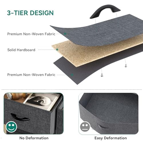 YITAHOME Dresser for Bedroom, Double Dresser with 8 Drawers, Storage Tower with Fabric Bins, Chest of Drawers for Closet & Living Room (Black Wood Grain) 6