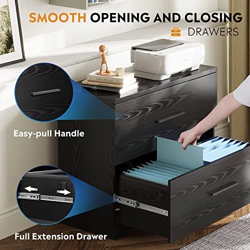 DEVAISE 2 Drawer Wood Lateral File Cabinet with Anti-tilt Mechanism, Storage Filing Cabinet for Home Office, Black 6
