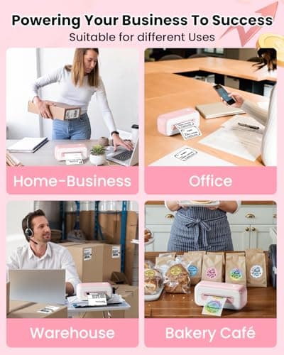 Phomemo Shipping Label Printer- Bluetooth Thermal Label Printer 4x6 for Small Business, Compatible with iPhone Android Windows Mac, Fast Inkless Printing for Ebay Amazon Shopify USPS FedEx - Pink 7