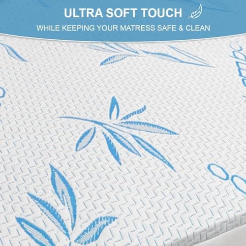 Cooling Bamboo Rayon Mattress Protector with Zipper - 100% Waterproof Size Mattress Cover - Soft & Breathable Jacquard Noiseless Mattress Pad Covers - Zippered Mattress Encasement (King) 7