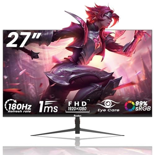 Sealan 27 inch Gaming Monitor 180hz FHD 1080P PC Monitors GTG Vertical with Freesync Eye-Care Technology HDMI, DisplayPort,VA Screen for Gaming Home Office Support Wall Mount Install(100×100mm)