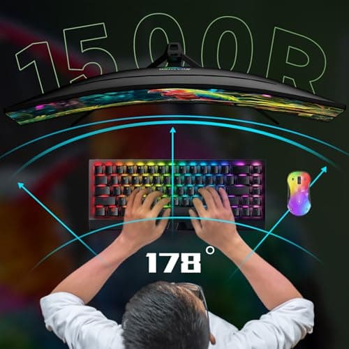 XGaming 27" Curved Gaming Monitor, QHD(2560x1440P) 2K 165Hz 1500R 100% sRGB Computer Screen, 1ms GTG with FreeSync, Low Blue Light, Frameless, HDMI DP Display, Built-in Speakers, Black 4