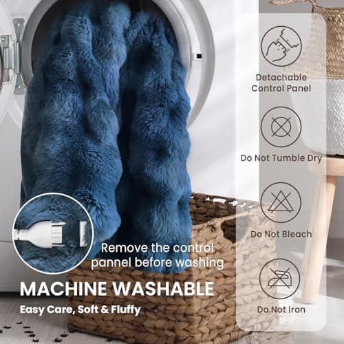 Electric Heated Blanket for Girls & Women, Soft & Luxurious, Faux Rabbit Fur Heating Throw Blankets, 6 Heat Settings, Overheat Protection, Quick Heating, Memory Function, Gift-Ready Design, 50"x60" 6