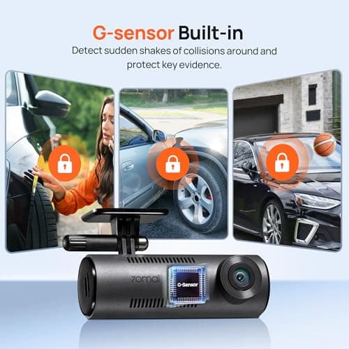 【70mai Dash Cam M310 + 32GB SD Card】 1296P QHD Dash Cam for Cars with 130° Wide Angle FOV WDR Night Vision Voice & APP Control Built-in WiFi Connection 7