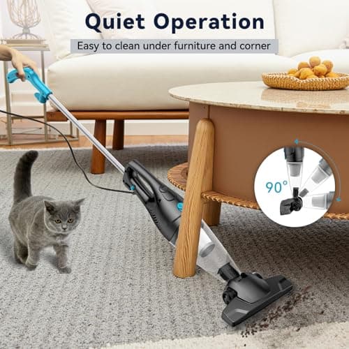 Corded Vacuum Cleaner, 4-in-1 Vacuum Cleaners for Home 15Kpa Power Suction Lightweight Corded Stick Vacuum with HEPA Filter Converts to Small Handheld Vacuum for Home, Pet Hair, Carpet, Hard Floors 5