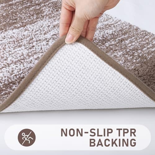 Bsmathom Bathroom Rugs Sets 4 Piece with Toilet Lid Cover, Non-Slip Bathroom Rugs and Mats Sets, Absorbent Bath Rugs Microfiber Shaggy Machine Washable Bath Rug Set, Coffee 5