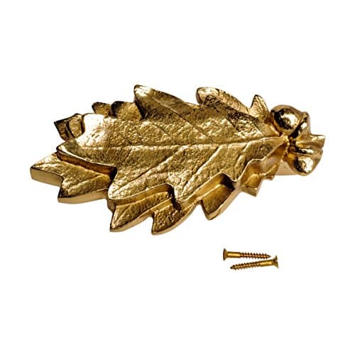 Renovators Supply Manufacturingᵀᴹ Heavy Oak Leaf Door Knocker – Solid Brass Construction, Polished Brass Finish, 6 Inch Long with Mounting Hardware 5