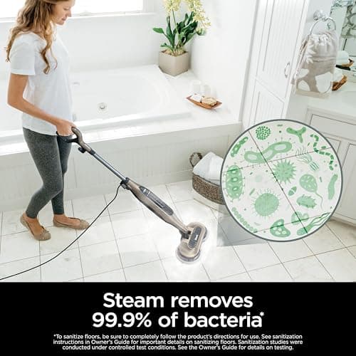 Shark All-in-One Scrubbing & Sanitizing Hard Floor Steam Mop, Designed for Hard Floors, with 4 Dirt Grip Soft Scrub Washable Pads, 3 Steam Modes & LED Headlights, S7005 7