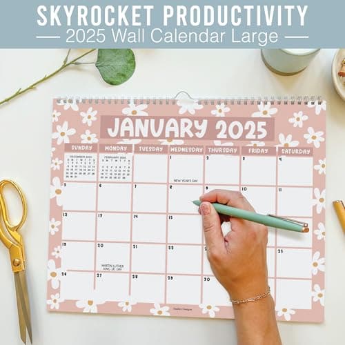 Hadley Designs Wall Calendar 2025-2026 – 18-Month Hanging Calendar 2025-2026 for Family, Home, School, & Office, Spiral Bound with Large Date Blocks & Notes Sections (Floral) 6
