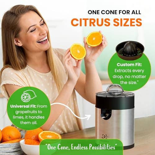 Eurolux Electric Orange Juicer, Sleek Effortless Citrus Juice Squeezer for Lemon, Lime, Grapefruit | Powerful Motor, Easy to Clean, Removable Dishwasher-Safe Parts 9