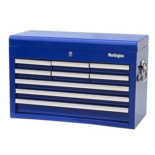 Workington Professional Industrial Portable Metal Tool Chest with 9 Drawers, 26" 9-Drawer Tool Chest Cabinet with Ball Bearing Drawer Slides, Steel Tool Storage Box Organizer 4016 Blue 8