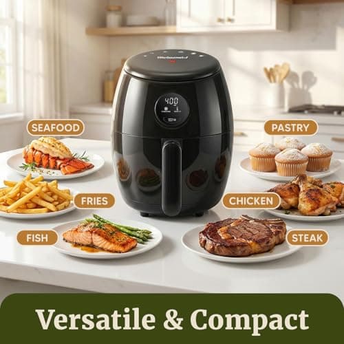 Elite Gourmet EAF2612D Personal 2.1Qt Compact Space Saving Programmable Hot Air Fryer, Oil-Less Healthy Cooker, Timer & Temperature Controls, 1000W, Black 7