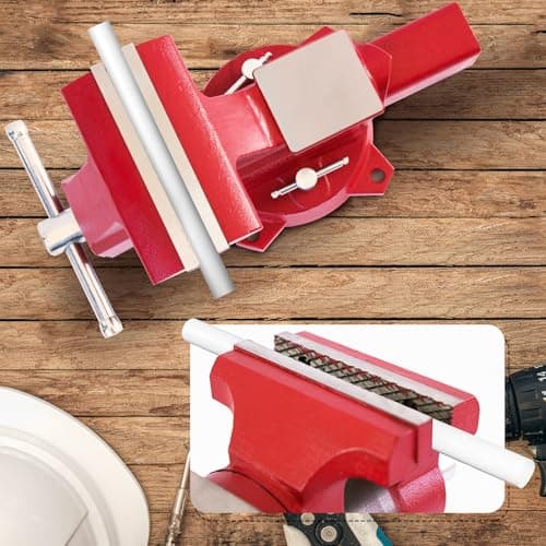 COGNATIVE 6.5" Heavy-Duty Bench Vise Ductile Iron Bench Vise 360° Swivel Bench Vice with Anvil, Red 5