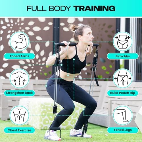 Pilates Resistance Bands with Handles - TPE Pilates Bar Kit with Resistance Bands | Resistance Bands for Workout | Pilates Stretch Bands for Exercise w/30 Day Bible Reading Devotional Plan | Gym Kit 5