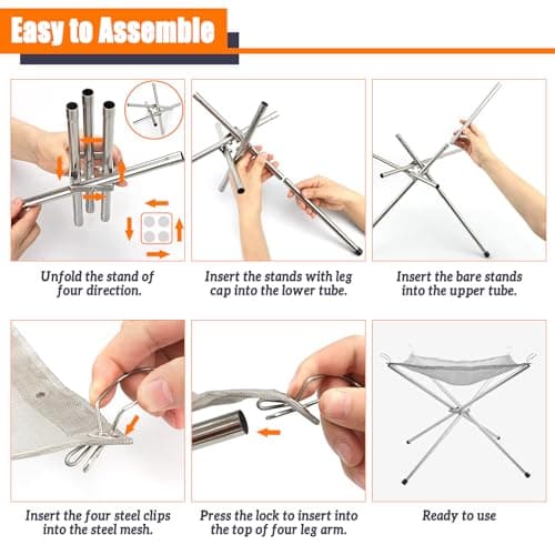 22 inch Portable Outdoor Fire Pit for Camping Upgrade Foldable Stainless Steel Mesh Fire Pits for Outside Wood Burning Collapsible Fireplace for Patio,Camping,Bonfire,Backyard,Garden,BBQ 5